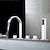 お買い得  浴槽用水栓金具-浴槽の蛇口多穴デッキ、Holdhand シャワーハンド、浴槽フィラーミキサー真鍮タップ 5 穴 3 ハンドルクロームで取り付けられています。