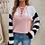 cheap Sweaters-Women&#039;s Pullover Sweater Jumper Jumper Ribbed Knit Patchwork Knitted V Neck Color Block Outdoor Daily Stylish Casual Winter Fall Pink Khaki S M L