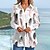 cheap Blouses &amp; Shirts-Women&#039;s Blouse Shirt Tunic White Lace Patchwork Feather Daily Weekend Long Sleeve Shirt Collar Streetwear Casual Regular S / Print