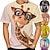 cheap Animal &amp; Muppets-Giraffe Cartoon Mens 3D Shirt For Birthday | Brown Summer Cotton | Men&#039;S Unisex Tee Funny Shirts Animal Graphic Prints Crew Neck Orange 3D Outdoor Street Short Sleeve Clothing