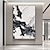 お買い得  抽象画-手作り 手描き 油絵 厚い 質感 ウォールアート モダン 抽象的 黒 白 絵画 家の装飾 装飾 ロールキャンバス フレームなし 未延伸