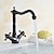 cheap Classical-Antique Brass Kitchen Faucet,Two Handles One Hole Standard Spout Deck Mounted Traditional Kitchen Taps with Hot and Cold Switch
