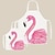 billiga Tillbehör-mamma och mig söta flamingo tryckförkläden