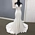 baratos Vestidos de Casamento-Salão Casual Vestidos de noiva Sereia Decote Princesa Camisola Alças Finas Cauda Corte Cetim Vestidos de noiva Com Laço(s) 2024