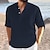 voordelige Katoenen linnen shirt-Voor heren Overhemd linnen overhemd Zomer overhemd Strand hemd Zwart Wit Marineblauw Lange mouw Effen V-hals Alle seizoenen Dagelijks Hawaii Kleding