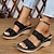 cheap Women&#039;s Sandals-Women&#039;s Sandals Boho Bohemia Beach Wedge Sandals Plus Size Outdoor Daily Beach Solid Color Solid Colored Summer Flower Wedge Heel Round Toe Open Toe Casual Minimalism Walking PU Leather Faux Leather