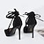 cheap Women&#039;s Heels-Women&#039;s Heels Pumps Valentines Gifts Strappy Heels Party Outdoor Office Solid Colored Stiletto Heel Pumps Pointed Toe Elegant Sexy Casual Walking PU Synthetics Lace-up Black