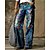 cheap Pants-Women&#039;s Culottes Wide Leg Pants Trousers Blue Purple Yellow Fashion Mid Waist Side Pockets Print Casual Weekend Full Length High Elasticity Butterfly Comfort S M L XL XXL / Loose Fit