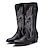 cheap Cowboy &amp; Western Boots-Women&#039;s Boots Cowboy Boots Plus Size Cowgirl Boots Outdoor Daily Embroidered Mid Calf Boots Winter Embroidery Chunky Heel Pointed Toe Vintage Casual Walking PU Leather Loafer Black White Brown