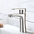 abordables Classiques-Robinet de lavabo de salle de bain, acier inoxydable noir mat/nickel brossé robinets de bain à un trou avec interrupteur chaud et froid