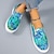 billige Sneakers til kvinder-Dame Kondisko Slip-Ons Plus størrelse Canvassko Slip-on sneakers Daglig Blomstret Flade hæle Rund Tå Afslappet Kanvas Hjemmesko Sort Blå Grøn
