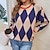 cheap Sweaters-Women&#039;s Pullover Jumper Crochet Knit Knitted Crew Neck Argyle Outdoor Daily Stylish Casual Winter Fall Purple Khaki S M L