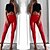 tanie Damskie spodnie-Moda damska rajstopy legginsy spodnie do kostek na co dzień weekend mikro-elastyczna jednokolorowa sztuczna skóra komfort chuda czerwona 2xl