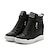cheap Women&#039;s Sneakers-Women&#039;s Sneakers Height Increasing Shoes Platform Sneakers Wedge Sneakers Outdoor Daily Solid Colored Hidden Heel Round Toe Sporty Casual Walking PU Leather Zipper Black White