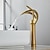 cheap Classical-Bathroom Sink Faucet Waterfall Spout, Brass Mixer Basin Taps, Single Handle One Hole Bath Taps Painted Finishes Tall Body Modern Style