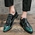 olcso Férfi fűzős bőrcipők-Férfi Félcipők Derby cipő Formális cipők Ruha cipő Brit stílusú plaid cipő Üzlet Alkalmi Brit Esküvő Napi Szt. Patrik nap Lakkbőr Légáteresztő Kényelmes Fűzős Fekete Zöld Tavasz Ősz