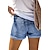 preiswerte Shorts für Frauen-Damen Jeans Shorts Kurze Hosen Denim Blau Modisch Mittlere Taillenlinie Seitentaschen Bedruckt Casual Wochenende Kurz Mikro-elastisch Amerikanische Flagge Komfort S M L XL XXL
