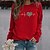 cheap Hoodies &amp; Sweatshirts-Women&#039;s Sweatshirt Pullover Monograms Print Active Streetwear Black Pink Red Leopard Heart Daily Long Sleeve Round Neck