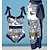 cheap One-Pieces-Women&#039;s Swimwear One Piece 2 Piece Normal Swimsuit Butterfly High Waisted Blue Strap Padded Bathing Suits Vacation Sexy Sexy / New