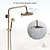 cheap Outdoor Shower Fixtures-Shower Faucet,Bathroom Shower Fixture Brass Rainfall Shower Head Set with Tub Spout Shower Faucet and Handheld Spray Wall Mount Double Cross Handle with Cold/Hot Water