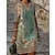 cheap Midi Dresses-Women‘s Casual Dress Shift Dress Midi Dress Green Half Sleeve Floral Print Fall Spring Summer V Neck 2023 S M L XL XXL 3XL