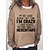 cheap Hoodies &amp; Sweatshirts-Women&#039;s Pullover Print Basic Casual Black Khaki Light Grey Letter Casual Loose Fit Long Sleeve Crew Neck
