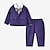 זול Set-3 Pieces Kids Boys Suit &amp; Blazer Shirt &amp; Pants Clothing Set Outfit Solid Color Long Sleeve Cotton Set School Fashion Preppy Style Winter Fall 2-6 Years Green Black Purple