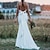 baratos Vestidos de Casamento-Salão Casual Vestidos de noiva Sereia Decote Princesa Camisola Alças Finas Cauda Corte Cetim Vestidos de noiva Com Laço(s) 2024