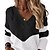 cheap Sweaters-Women&#039;s Pullover Sweater Jumper Ribbed Knit Patchwork Thin V Neck Color Block Daily Date Casual Fall Winter Black S M L / Long Sleeve / Going out / Loose
