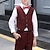 cheap Sets-3 Pieces Kids Boys Suit &amp; Blazer Pants Set Clothing Set Outfit Plaid Long Sleeve Cotton Set Party Fashion Gentle Winter Fall 3-13 Years Wine Red