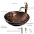 cheap Vessel Sinks-16.5 inch Bathroom Vessel Sink with Faucet Vintage Brass, Antique Tempered Glass Basin with Pop-Up Drain, Countertop Artistic Round Basin Bowl Set, Above Counter Vanity Sink