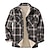 cheap Men&#039;s Jackets &amp; Coats-Men&#039;s Shirt Jacket Fleece Jacket Shacket Flannel Jacket Casual Windproof Warm Padded Winter Plaid / Check Chic &amp; Modern Dark Navy Brown Jacket