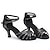 Недорогие Обувь для латиноамериканских танцев-Жен. Обувь для латины Танцевальная обувь В помещении Тренировочные ЧаЧа Классический Вечеринка Профессиональный Высокий каблук Круглый носок С пряжкой Взрослые Черный и золотой Черный Розовый