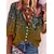 cheap Blouses-Women&#039;s Shirt Blouse Yellow Blue Purple Floral Button Print 3/4 Length Sleeve Holiday Weekend Streetwear Casual V Neck Regular Floral S