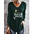 Χαμηλού Κόστους Κοντομάνικα και αμάνικα μπλουζάκια-Γυναικεία Μπλουζάκι Πράσινο του τριφυλλιού Θαλασσί Μαύρο Γράμμα Φάντασμα Στάμπα Μακρυμάνικο Σπίτι Απόκριες Βασικό Λαιμόκοψη V Κανονικό Χαλαρή Εφαρμογή Τ