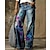 cheap Wide Leg &amp; High Waisted-Women&#039;s Jeans Flared Pants Bell Bottom Full Length Faux Denim Side Pockets Wide Leg High Elasticity Mid Waist 3D Print Casual 1 2 S M Summer Spring &amp;  Fall