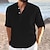 voordelige Katoenen linnen shirt-Voor heren Overhemd linnen overhemd Zomer overhemd Strand hemd Zwart Wit Marineblauw Lange mouw Effen V-hals Alle seizoenen Dagelijks Hawaii Kleding