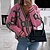 cheap Cardigans-Women&#039;s Cardigan Sweater Jumper Cable Knit Knitted V Neck Geometric Daily Going out Stylish Casual Winter Fall Pink Beige S M L