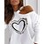 cheap Blouses &amp; Shirts-Women&#039;s Shirt Blouse Black White Light Grey Cut Out Print Heart Letter Daily Weekend Long Sleeve Round Neck Streetwear Casual Regular S