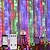 abordables Guirlandes Lumineuses LED-Lumières de fenêtre de noël en plein air 3x3m-300led plug in 8 modes rideau lumière 9 couleurs télécommande fenêtre tenture murale blanc chaud rgb pour décorations de noël chambre fête de mariage