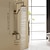 billige Utendørs dusjarmaturer-dusjkran, baderomsdusjarmatur messing regndusjhodesett med badekartut dusjkran og håndholdt spray veggfeste dobbelt krysshåndtak med kaldt/varmt vann