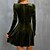 cheap Party Dresses-Women&#039;s Party Dress Velvet Dress A Line Dress Mini Dress Black Wine Army Green Pure Color Long Sleeve Winter Fall Spring Ruched Fashion V Neck Slim Party Winter Dress Daily 2022 S M L XL