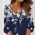 cheap Casual Dresses-Women&#039;s Casual Dress Bodycon Sheath Dress Mini Dress Navy Blue Floral 3/4 Length Sleeve Fall Winter Autumn Print Vacation V Neck Loose Fit 2023 S M L XL XXL 3XL