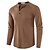 cheap Men&#039;s Henley Shirts-Men&#039;s Waffle Henley Shirt Long Sleeve T shirt Tee Wine Dark Gray White Black khaki Blue Solid Color V Neck Casual Daily Button-Down Clothing Clothes Casual Waffle