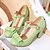 cheap Women&#039;s Heels-Women&#039;s Heels Pumps Lolita Plus Size Party Outdoor Daily Solid Colored Summer Bowknot Cone Heel Low Heel Chunky Heel Round Toe Closed Toe Elegant Sweet Walking PU Leather T-Strap Black Pink Green