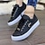 cheap Women&#039;s Sneakers-Women&#039;s Sneakers Plus Size Canvas Shoes Daily Solid Colored Lace-up Flat Heel Round Toe Casual PU Leather Lace-up Black White Brown