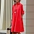 halpa yksinkertaiset mekot-naisten paita mekko rento mekko vaihtomekko midi mekko ulkoilu talvimekko päivittäin polyesteri tyylikäs rento paita kaulus tasku rullattu ranneke pitkähihainen kesä talvi syksy kevät 2023 löysä istuvuus punainen
