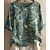 cheap Tees &amp; T Shirts-Women&#039;s Shirt Blouse Green Print Floral Daily Vacation 3/4 Length Sleeve Crew Neck Vintage Casual Holiday Plus Size L