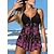 cheap Women&#039;s Swimwears-Women&#039;s Swimwear Tankini 2 Piece Normal Swimsuit High Waisted Print Floral Print Black Purple Padded V Wire Bathing Suits Sports Vacation Sexy / Strap / New / Strap