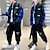 preiswerte Sets-Kinder Jungen Hosen Set Kleidungsset 2 Stück Langarm blau kariert Baumwolle Urlaub Mode cool 3-13 Jahre